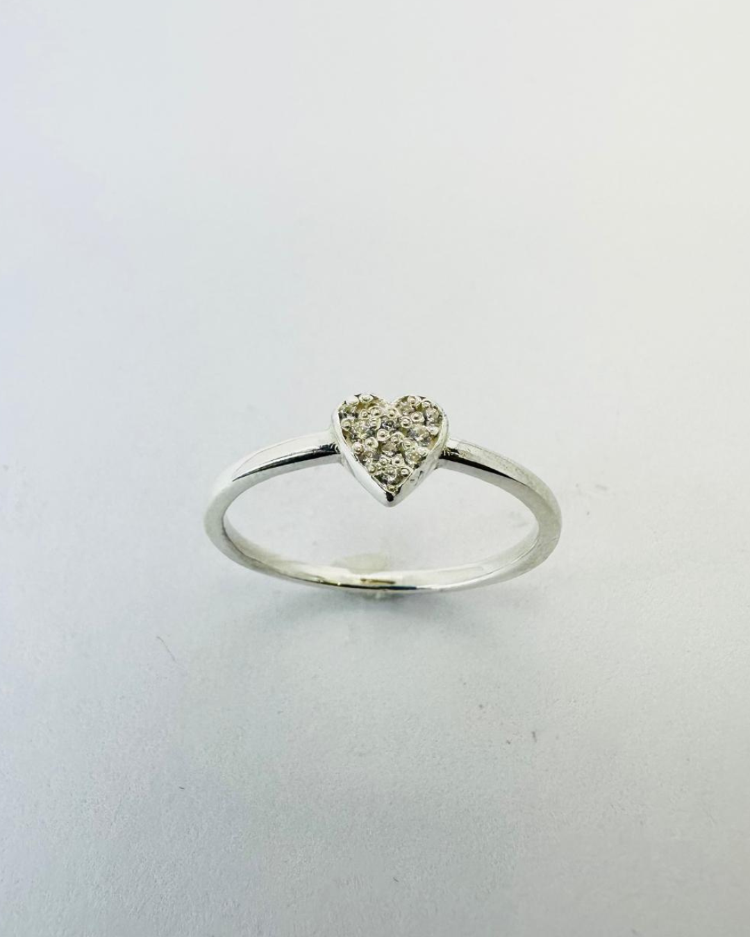 Anel Coração Cravejado Prata 925 - PJ108