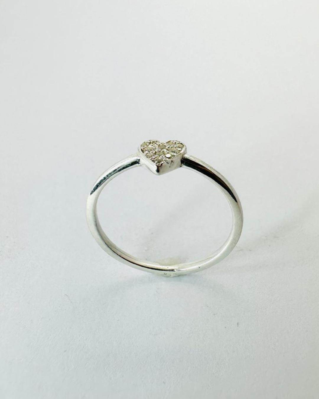 Anel Coração Cravejado Prata 925 - PJ108