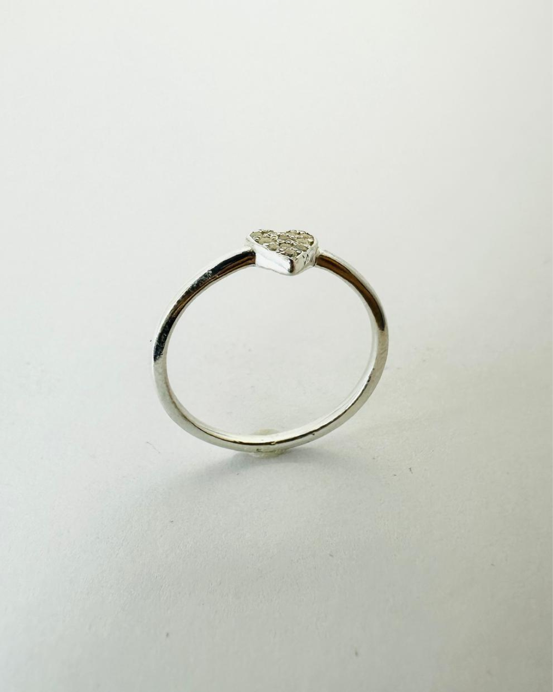 Anel Coração Cravejado Prata 925 - PJ108