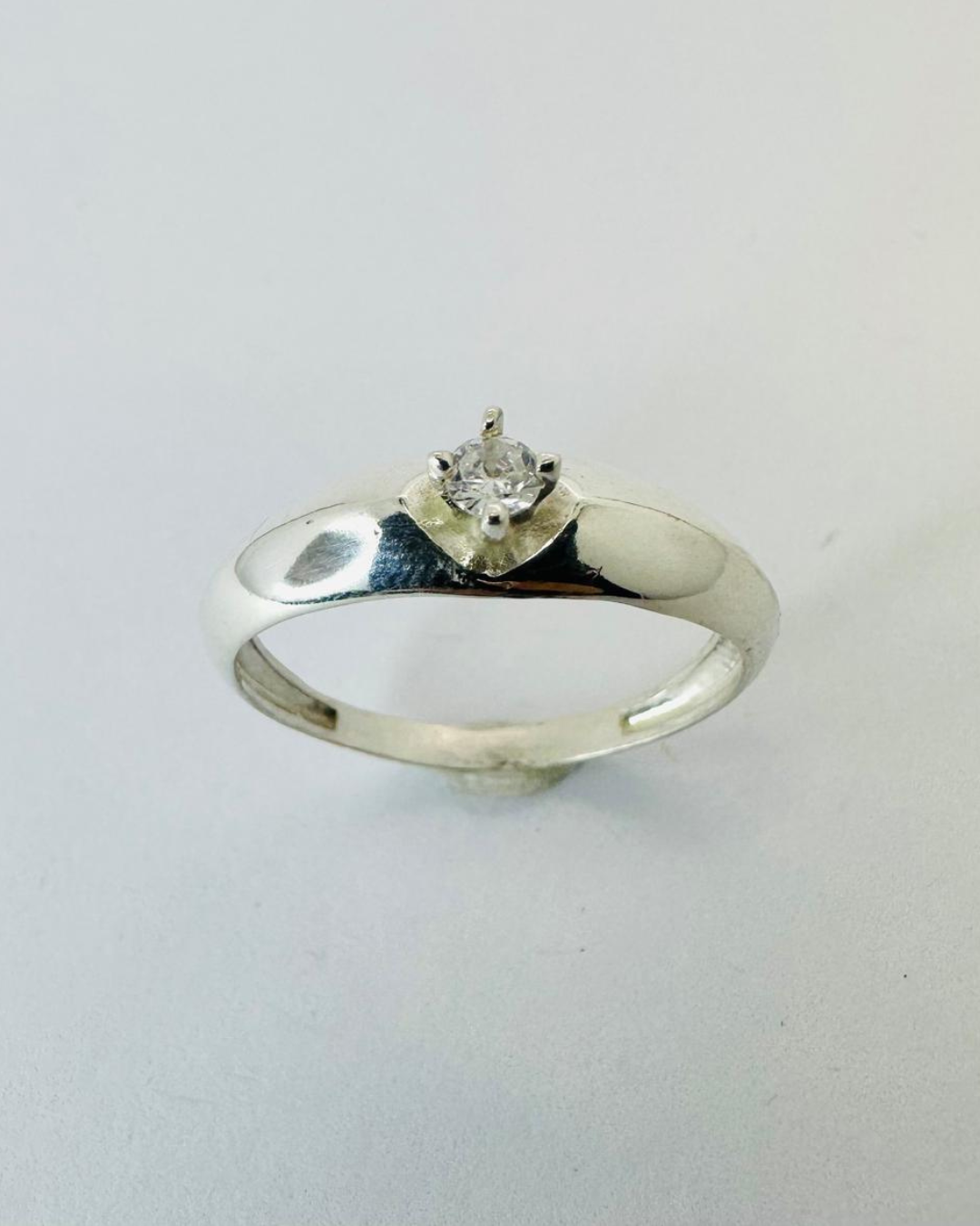 Anel Solitário Duas Faces Cravejado Prata 925 - PJ132