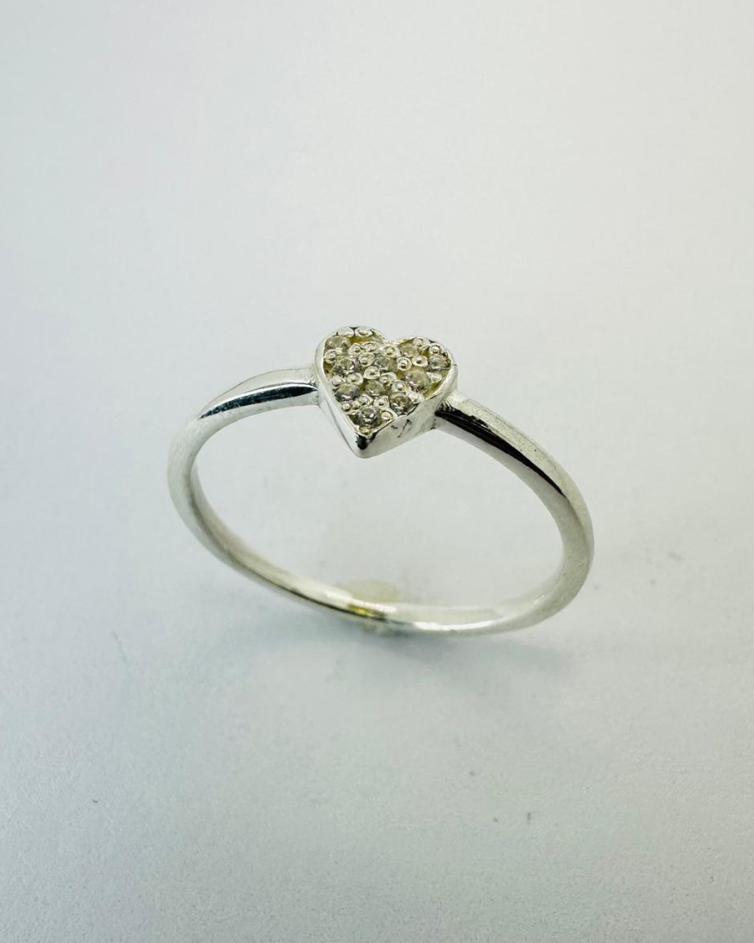 Anel Coração Cravejado Prata 925 - PJ108