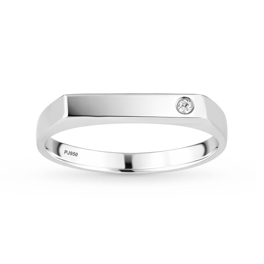 Anel Linear em Prata 925 Com Zircônia
