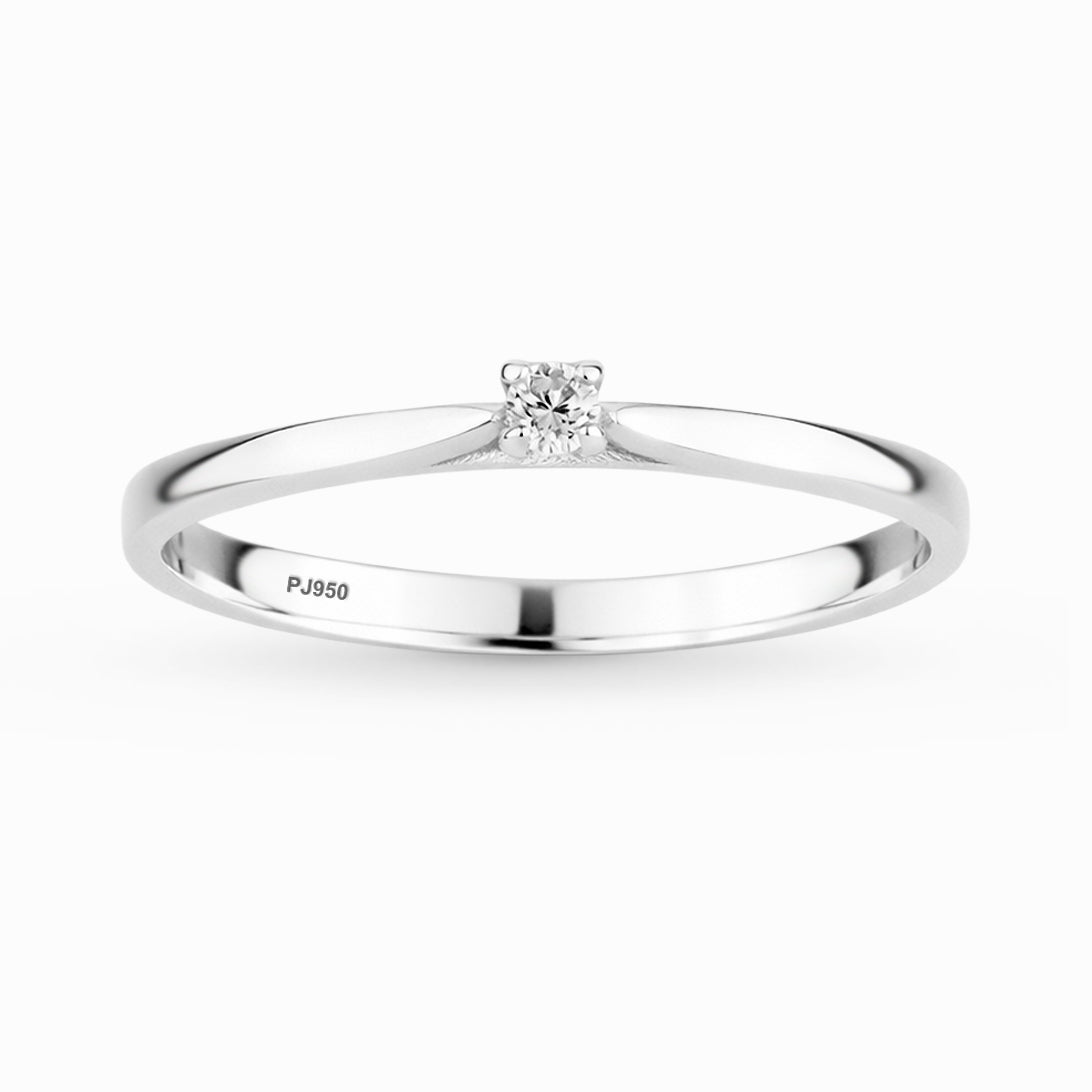 Anel Solitário Minimalist em Prata 925 Com Zircônia