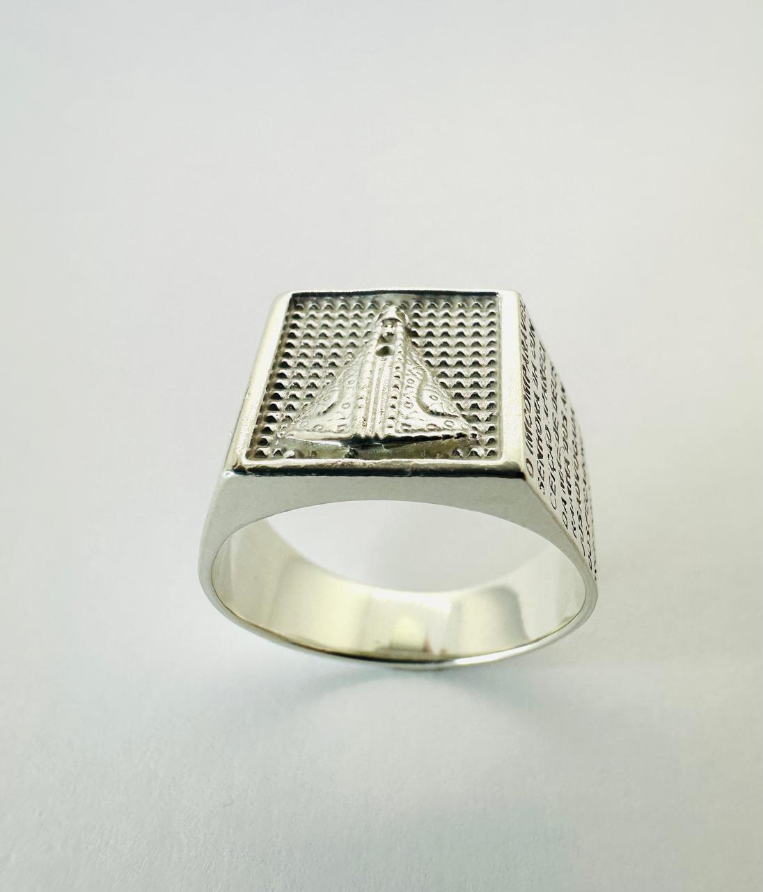 Anel Nossa Senhora PJ121 em Prata 925 com Oração Gravada