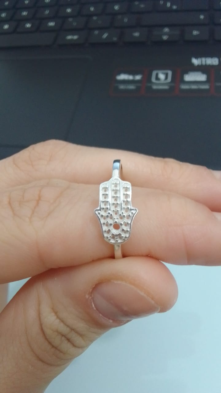 Anel Mão de Fátima Cravejado em Prata 925 - PJ115