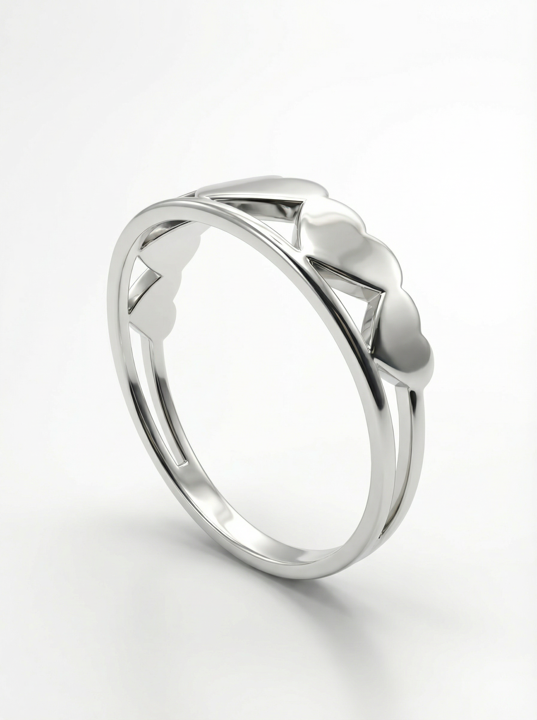 Anel Prata 925 Cinco Corações Feminino PJ184