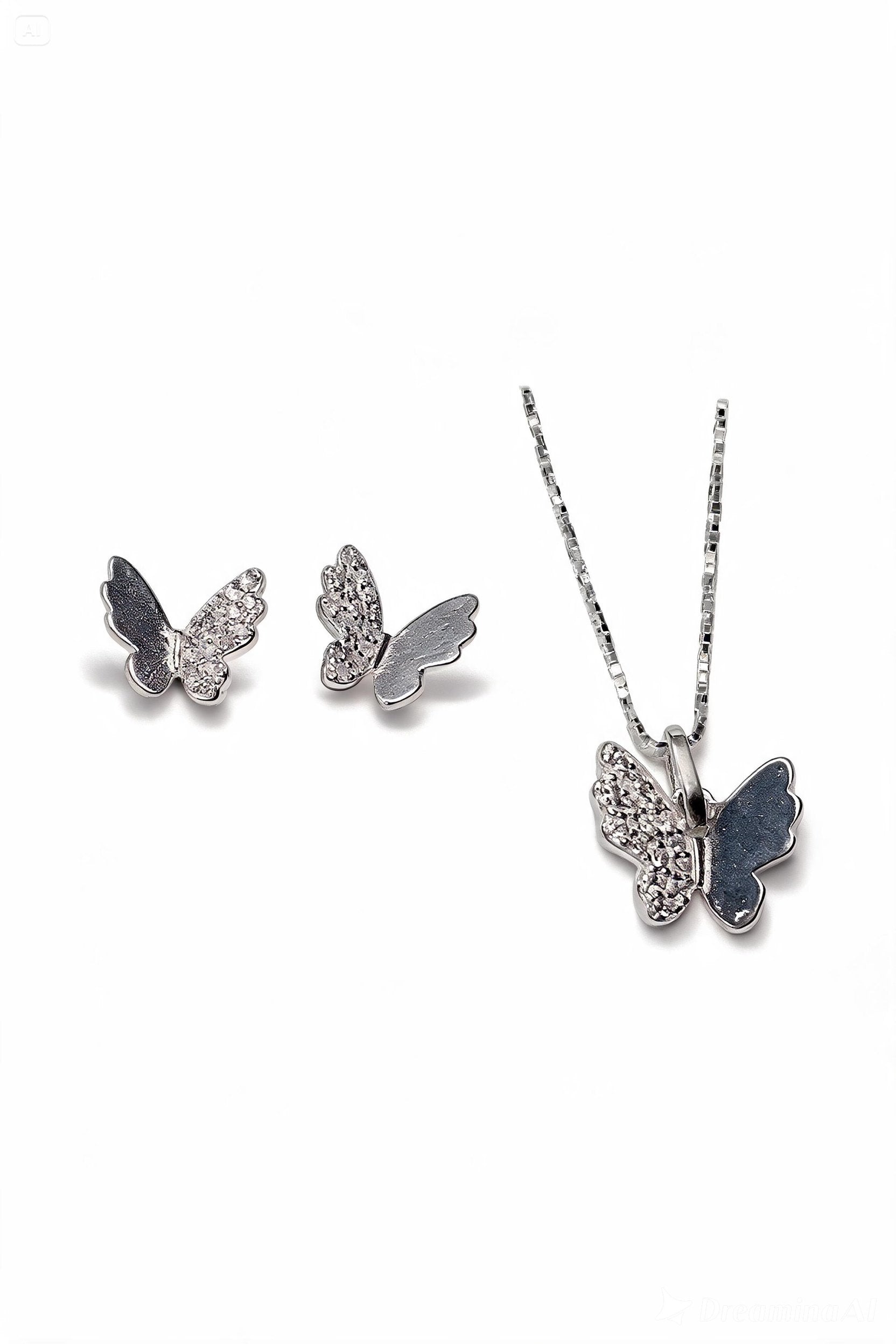 Conjunto Borboleta Cravejado em Prata 925