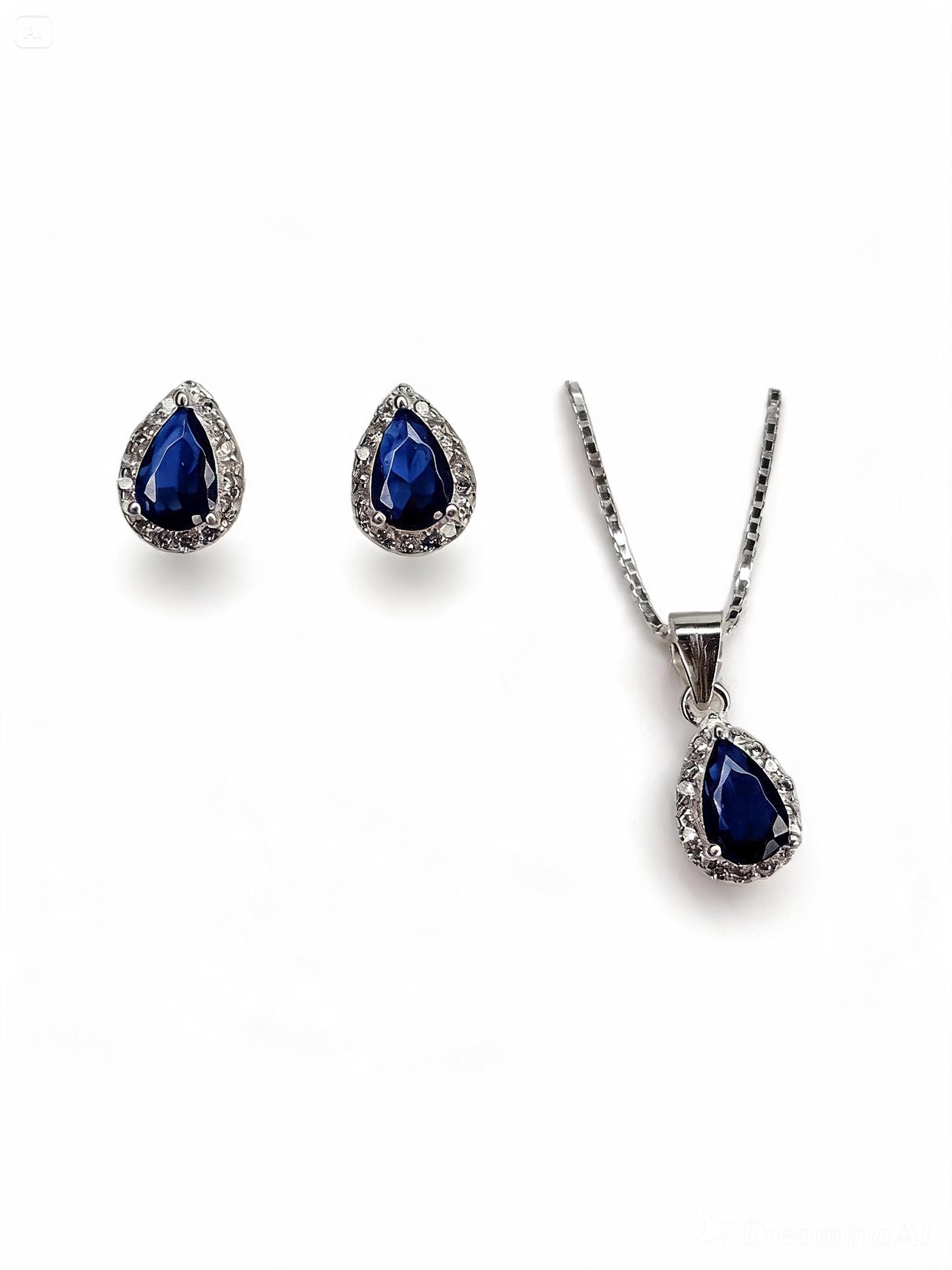 Conjunto Gota Cravejado em Prata 925
