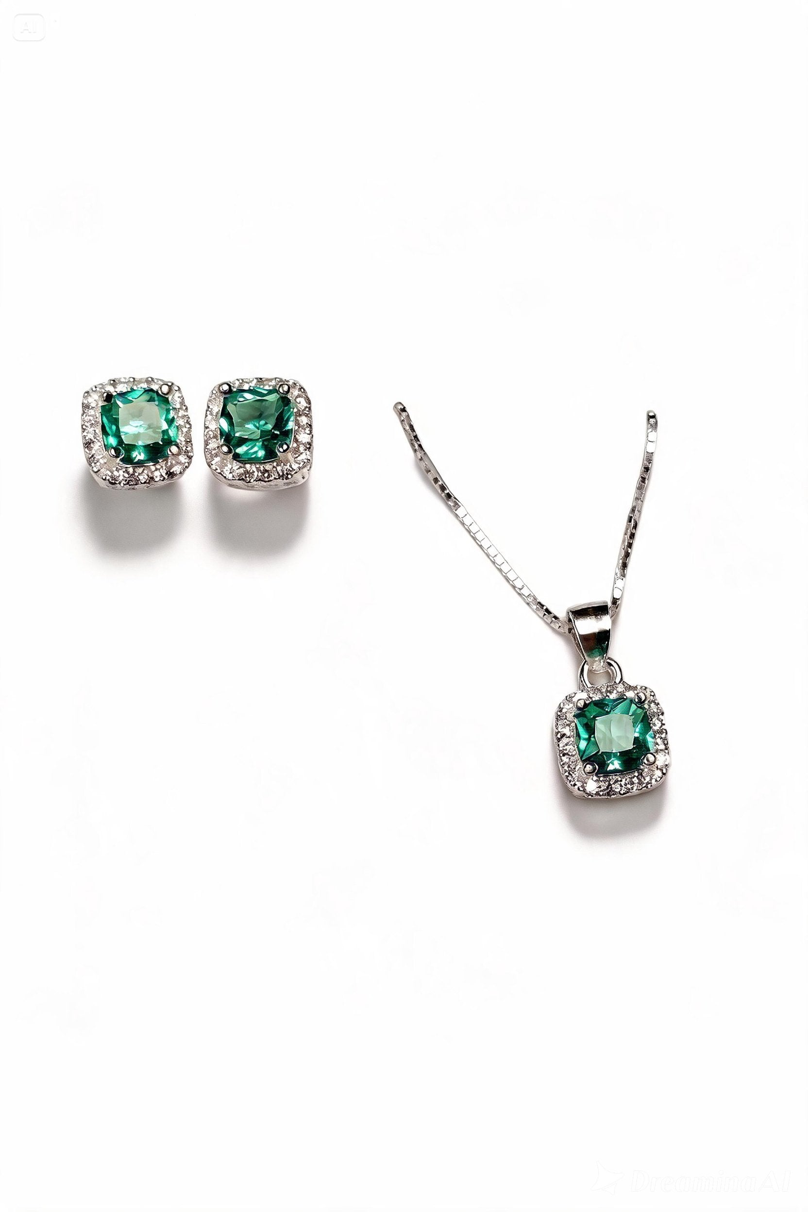 Conjunto Esmeralda em Prata 925
