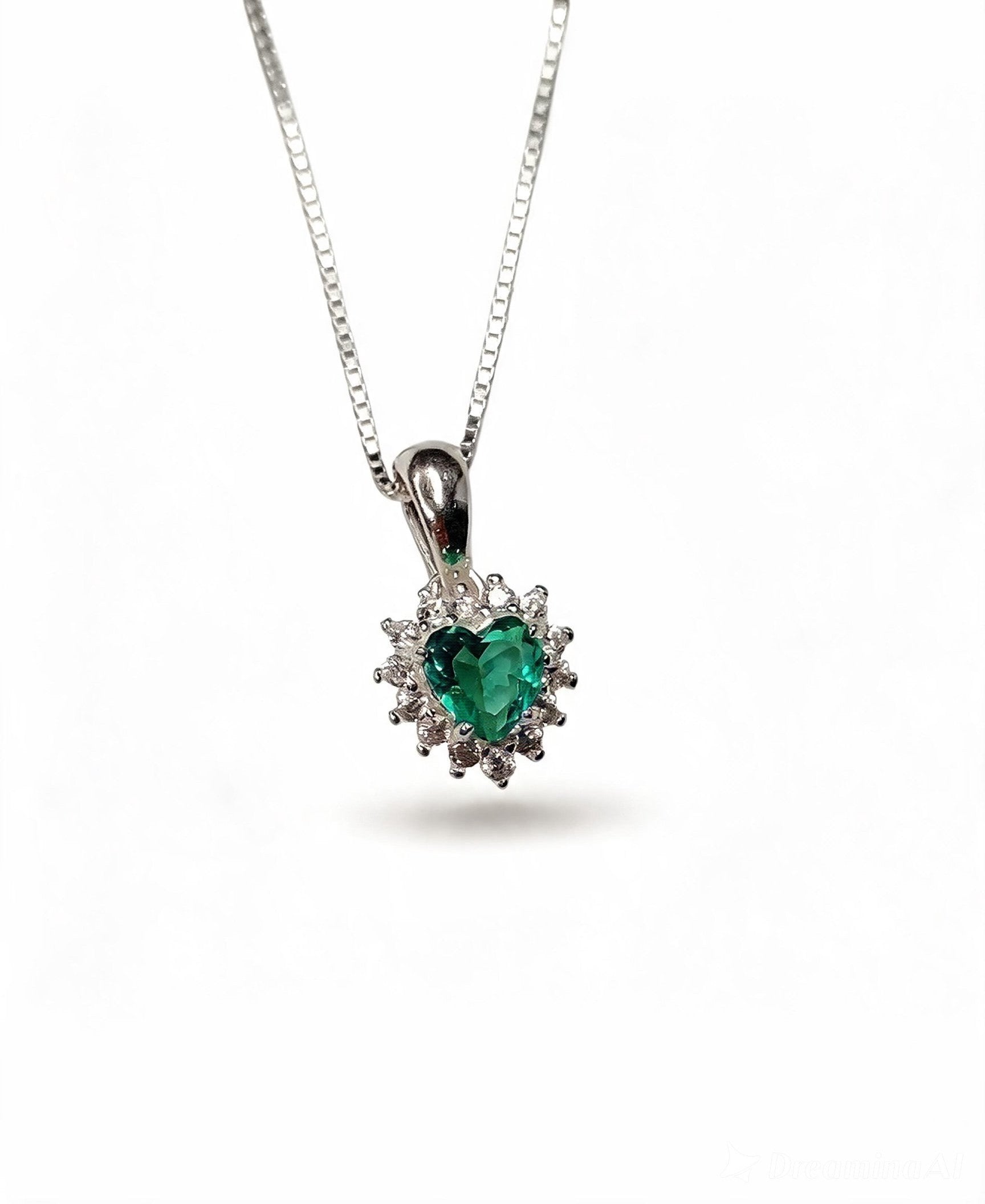 Conjunto Coração Esmeralda em Prata 925