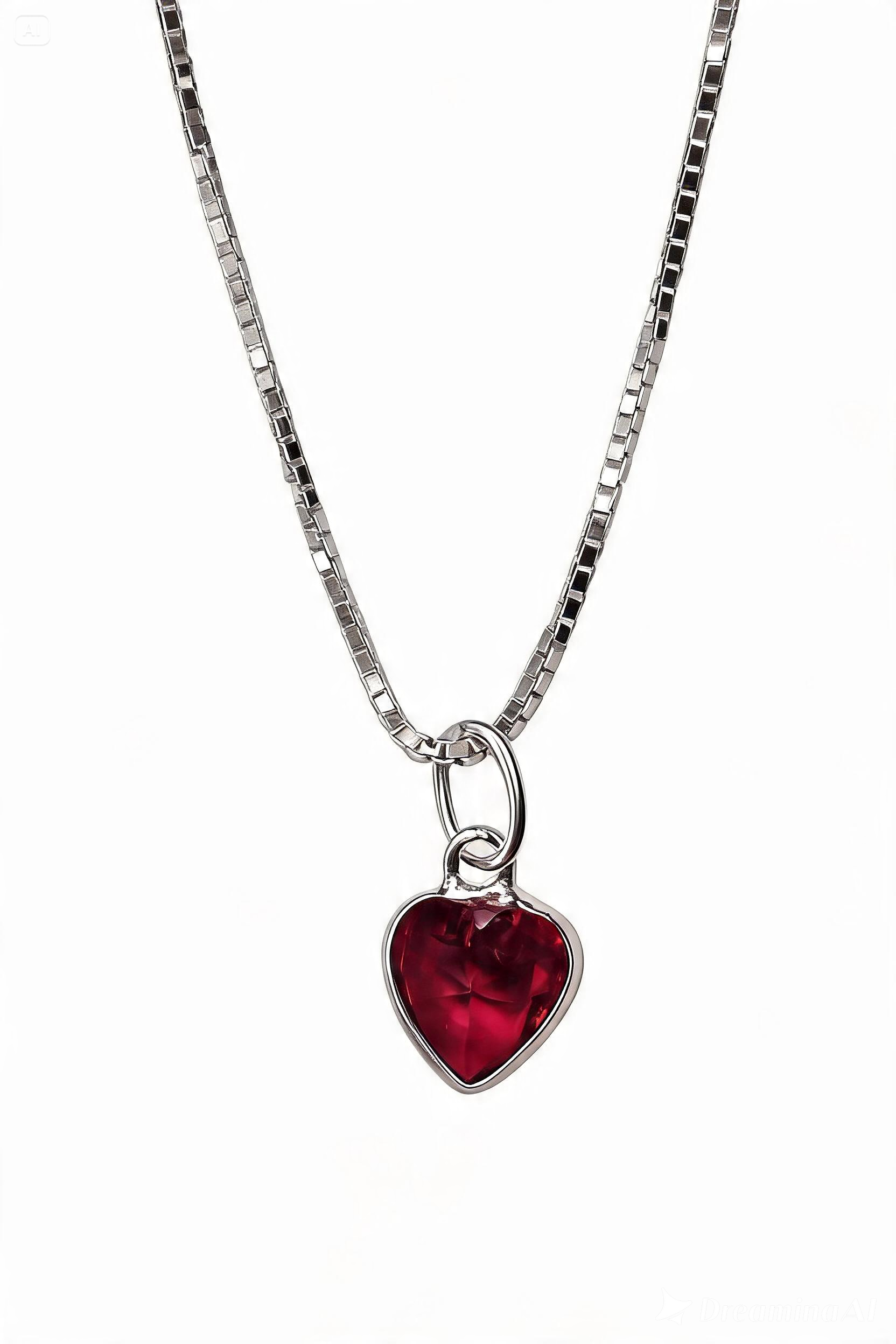 Conjunto Coração Vermelho em Prata 925