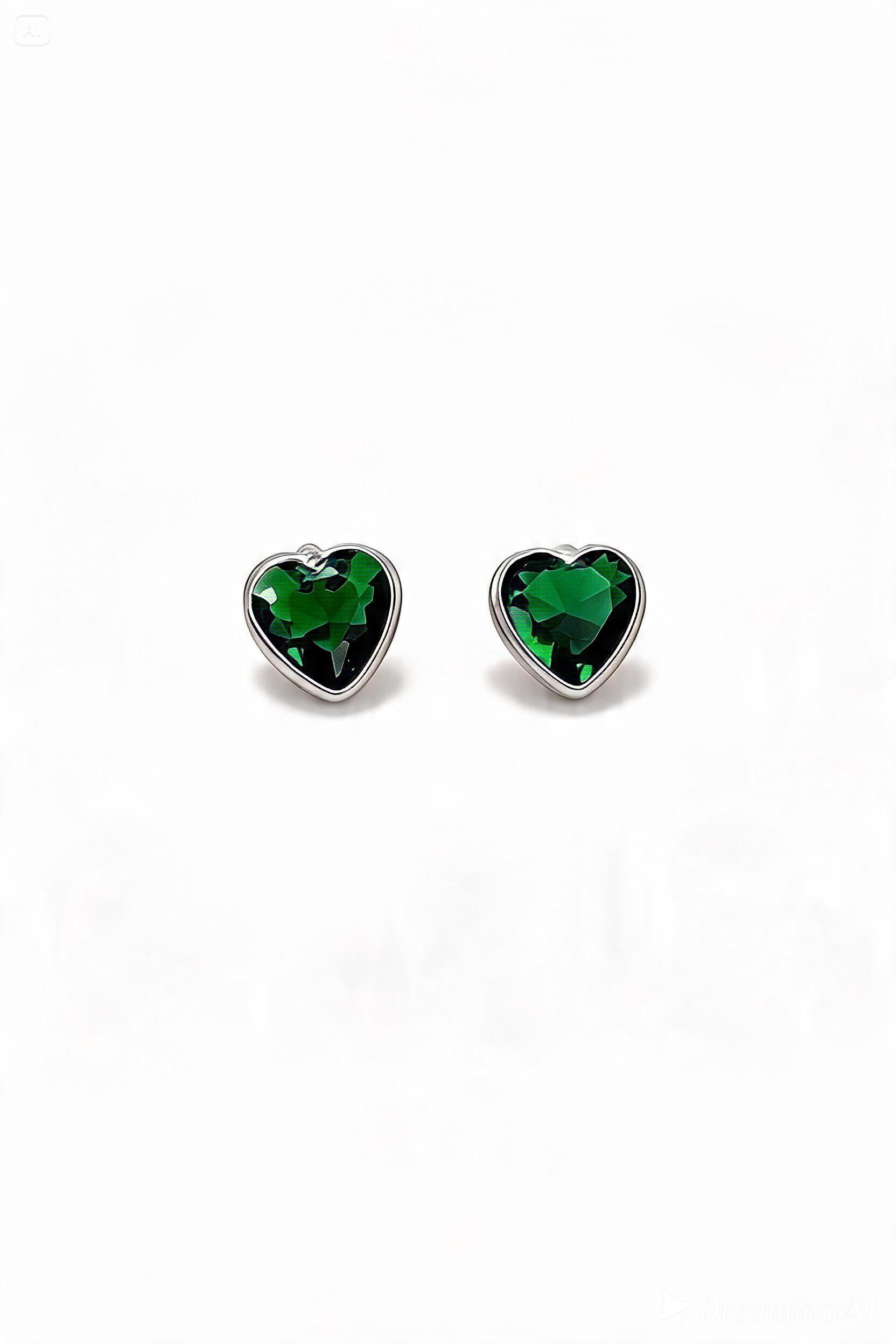 Conjunto Coração Verde em Prata 925