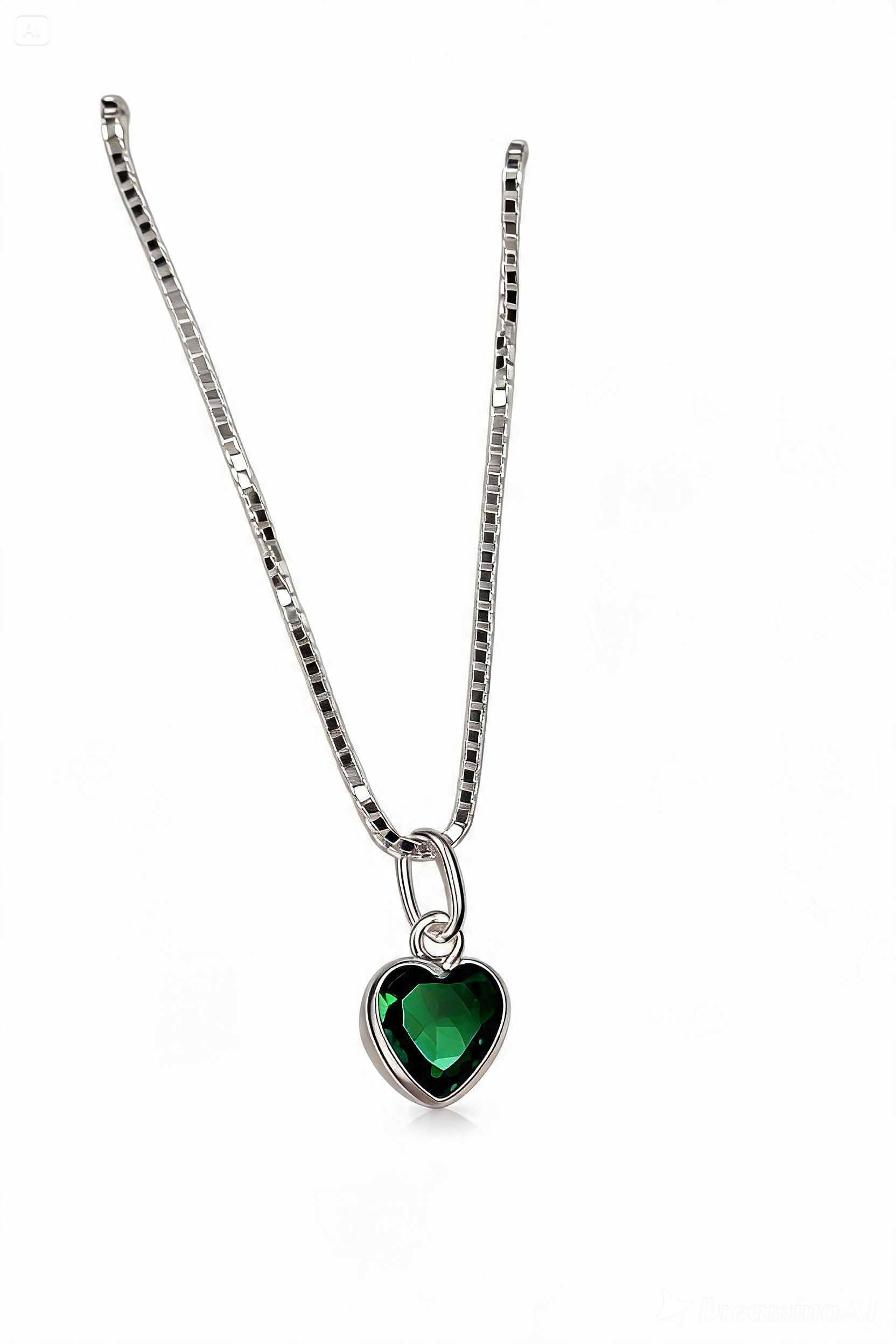 Conjunto Coração Verde em Prata 925