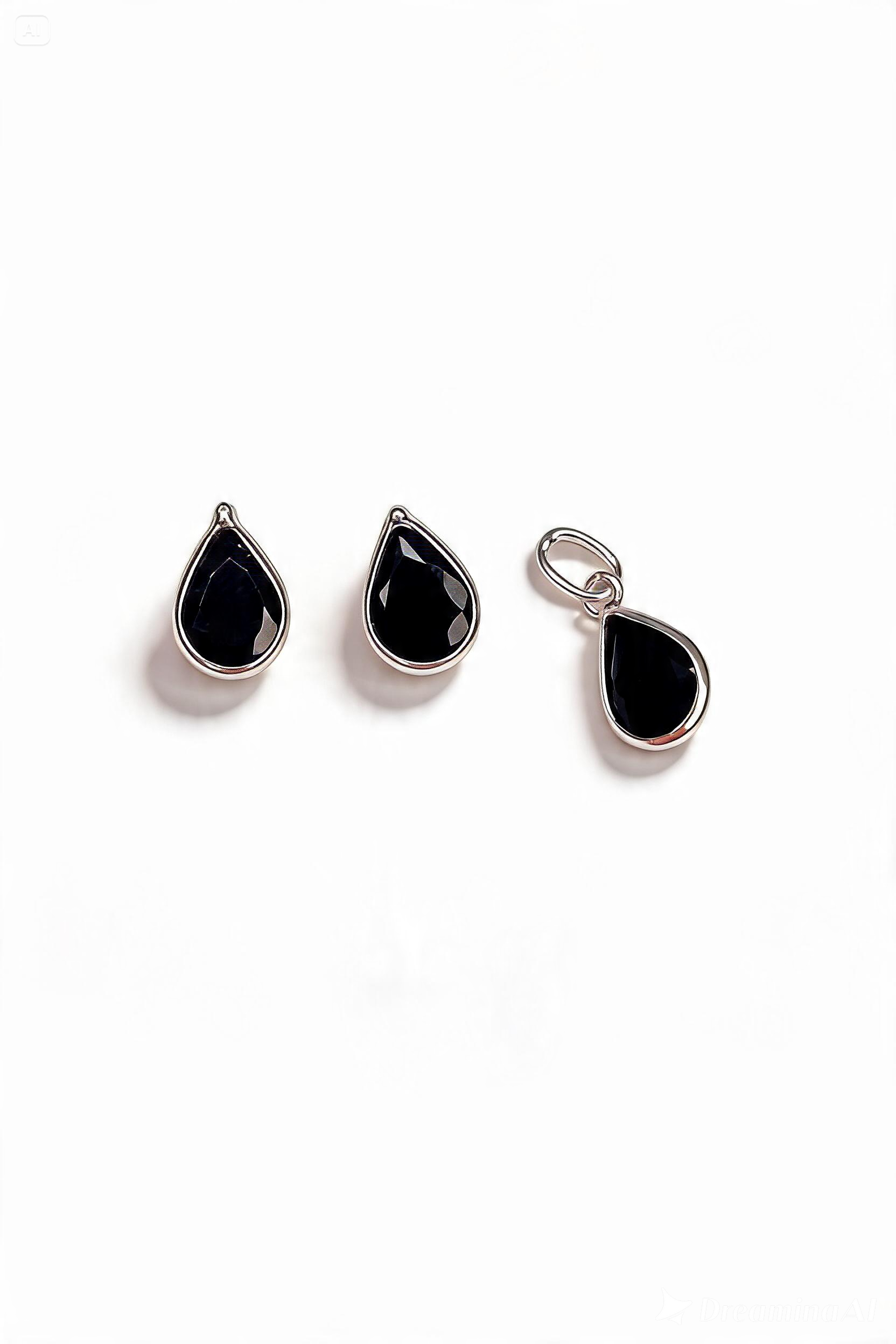 Conjunto Gota Negra em Prata 925