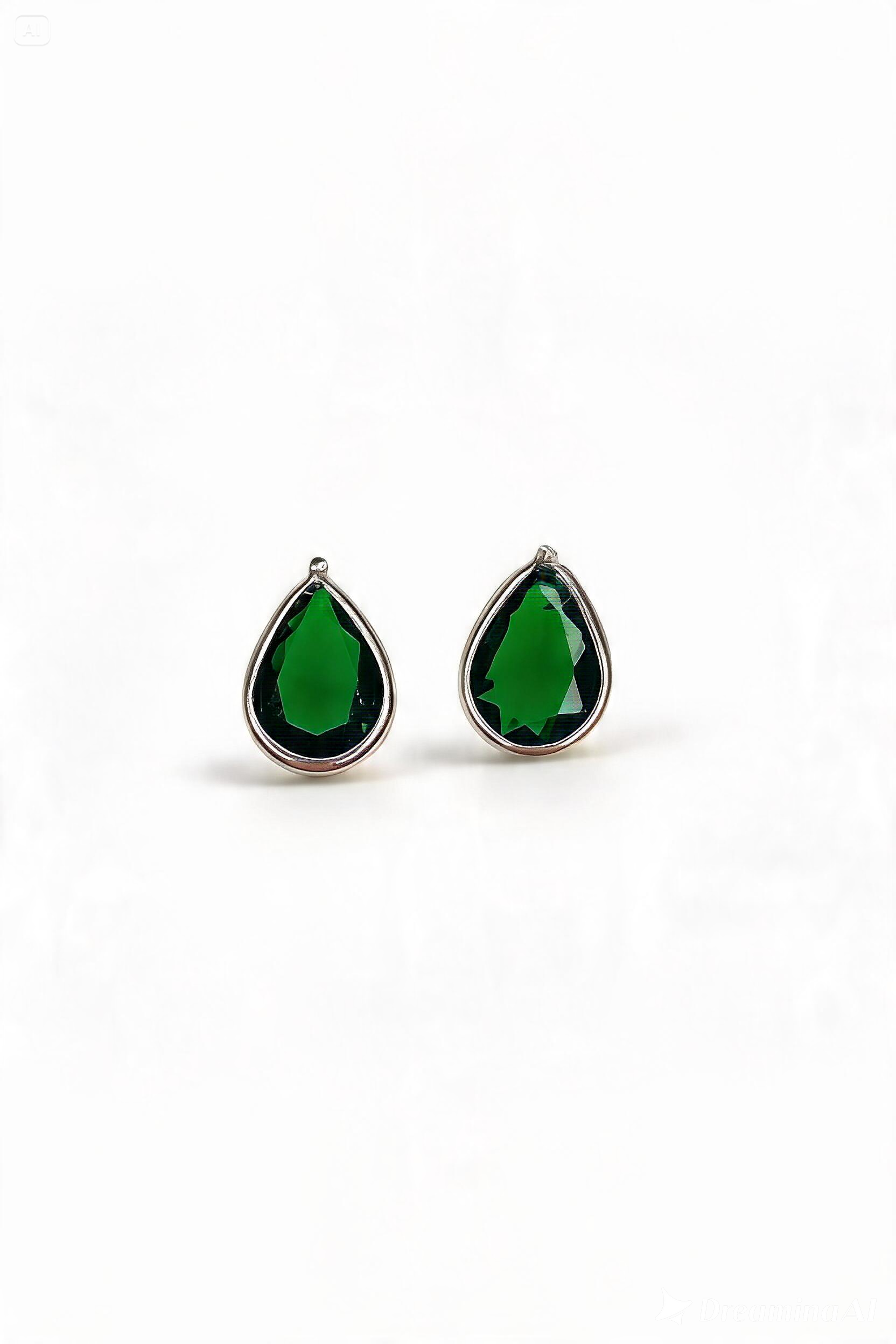 Conjunto Gota Verde em Prata 925