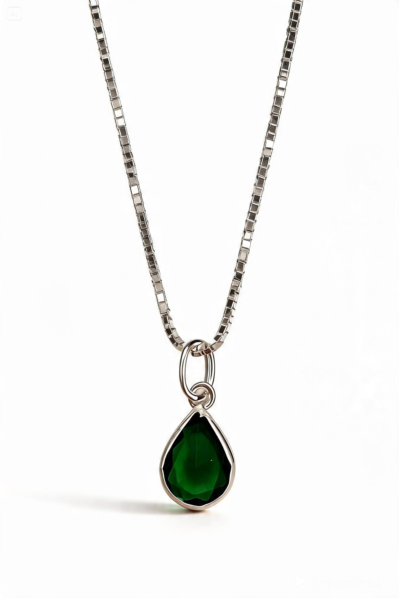 Conjunto Gota Verde em Prata 925