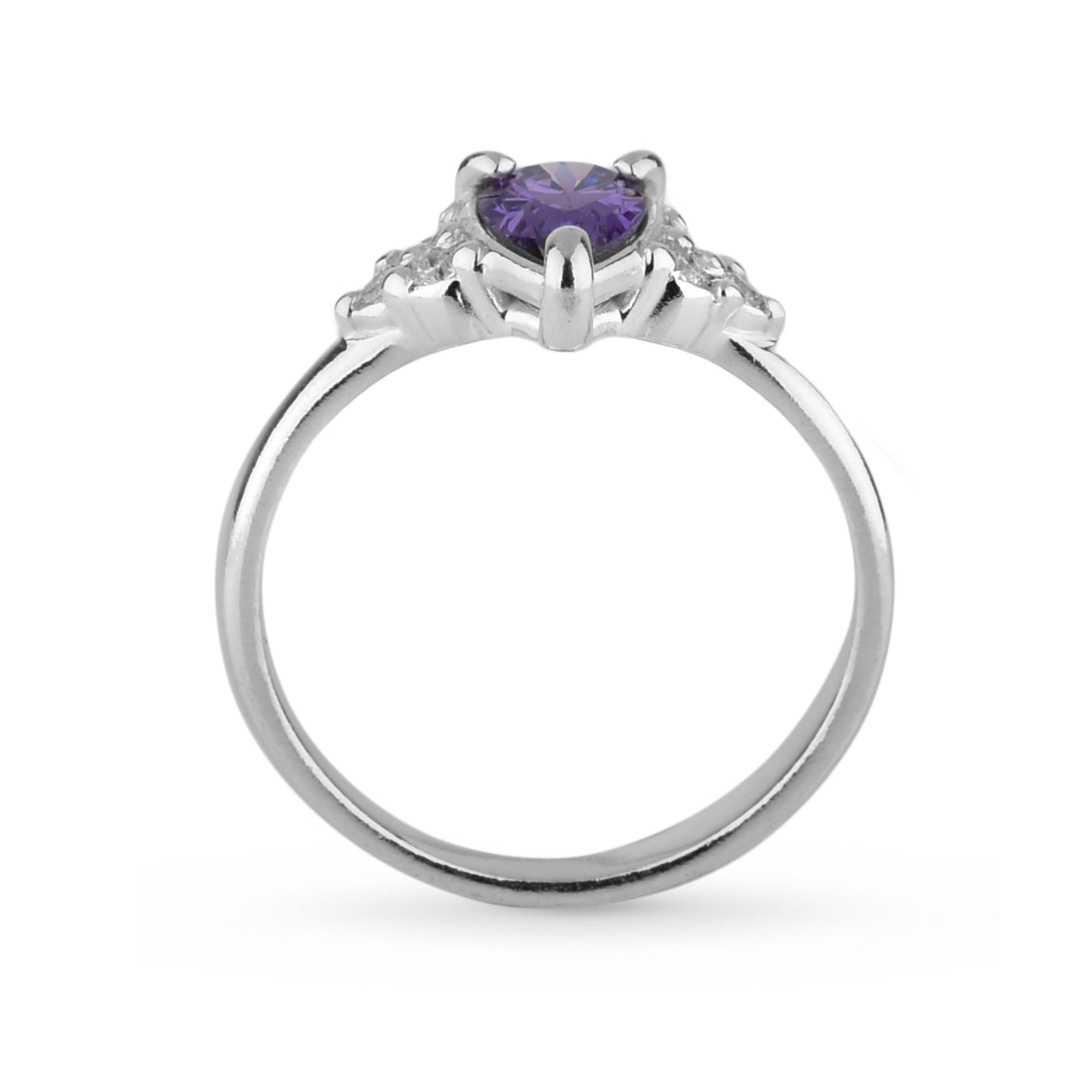 Anel Íris Violeta em Prata 925 Com Zircônia