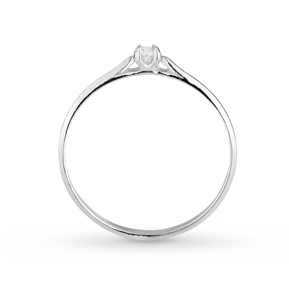 Anel Solitário Minimalist em Prata 925 Com Zircônia