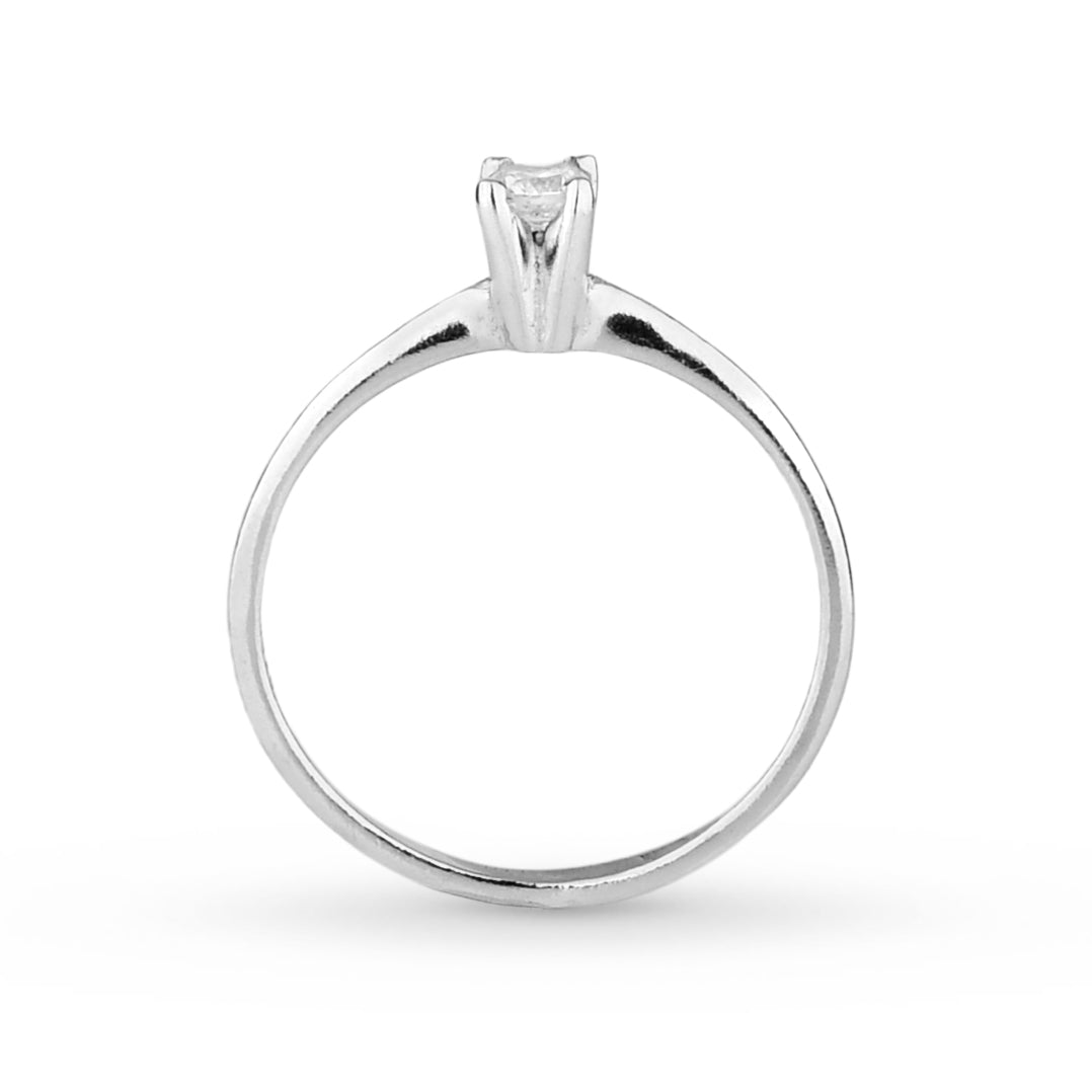 Anel Solitário Classic em Prata 925 Com Zircônia