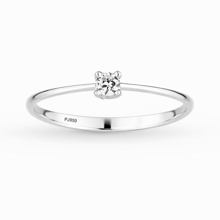 Anel Solitário Classic em Prata 925 Com Zircônia