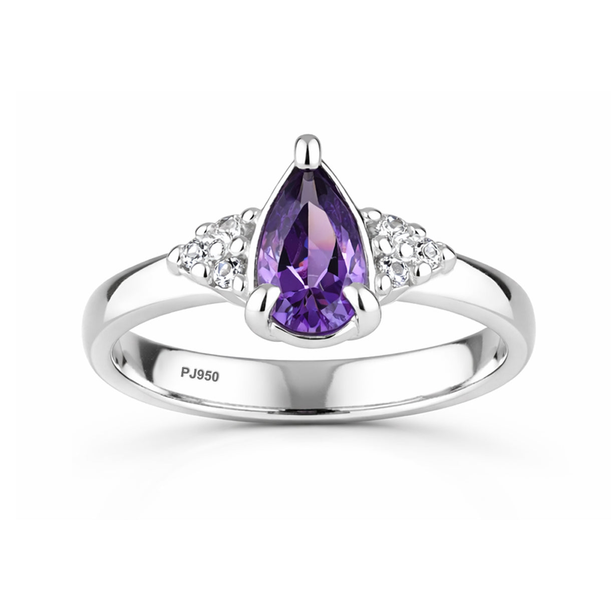 Anel Íris Violeta em Prata 925 Com Zircônia
