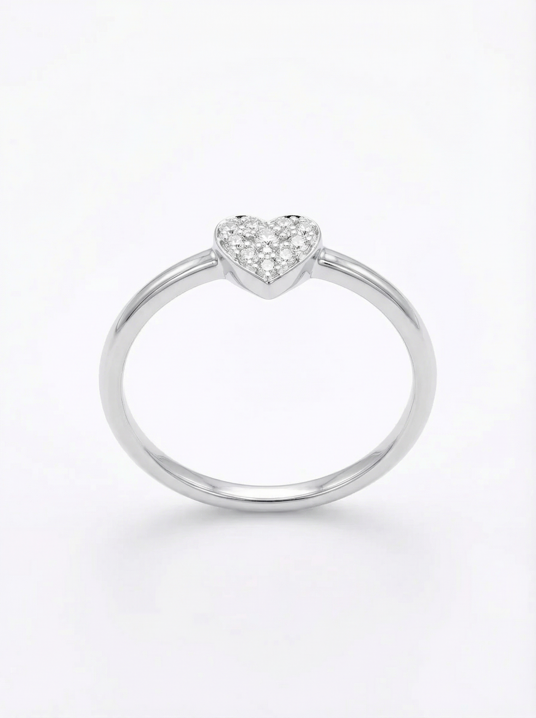 Anel Coração Prata 925 com Zircônia Feminino PJ108