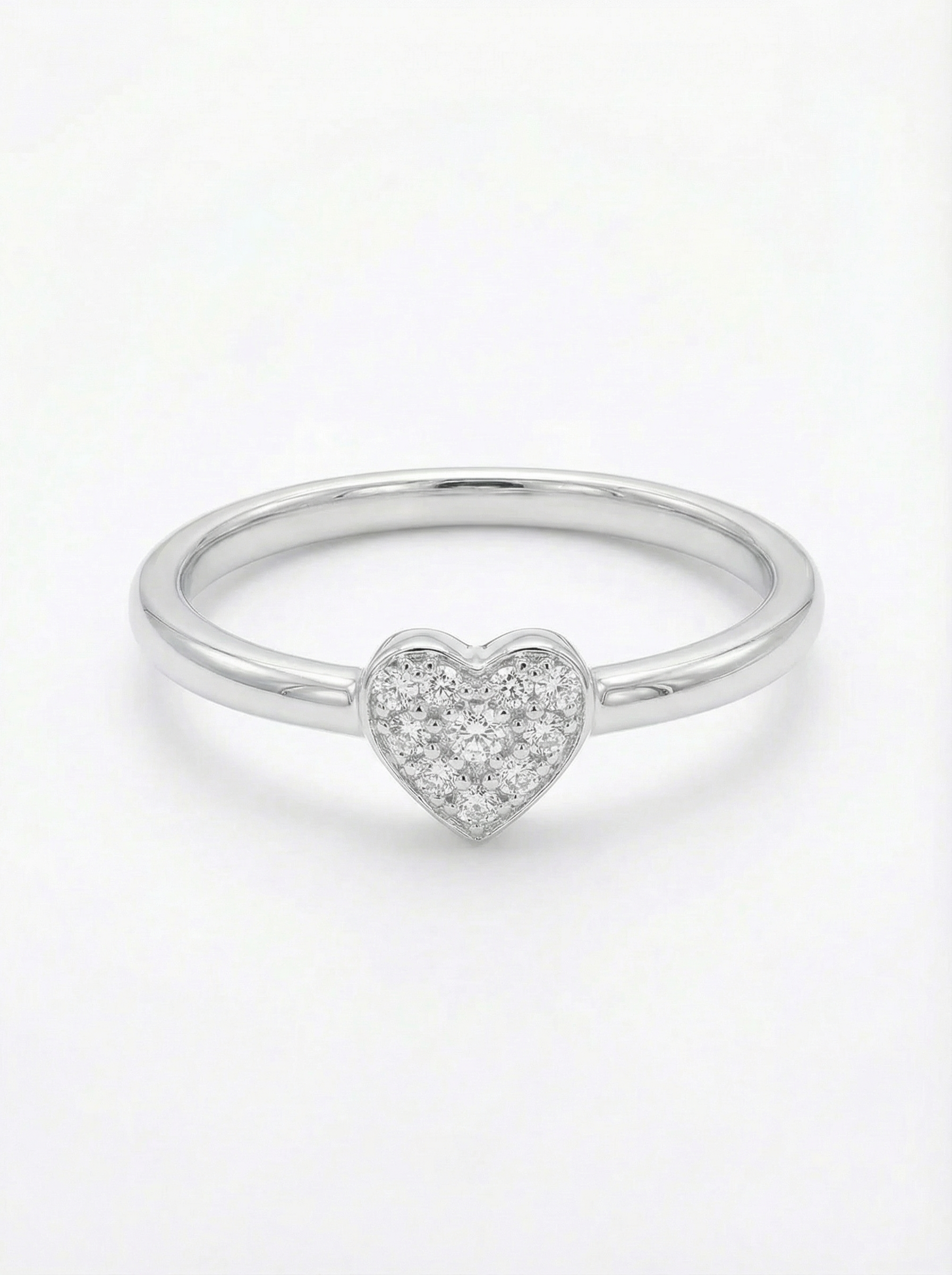 Anel Coração Prata 925 com Zircônia Feminino PJ108